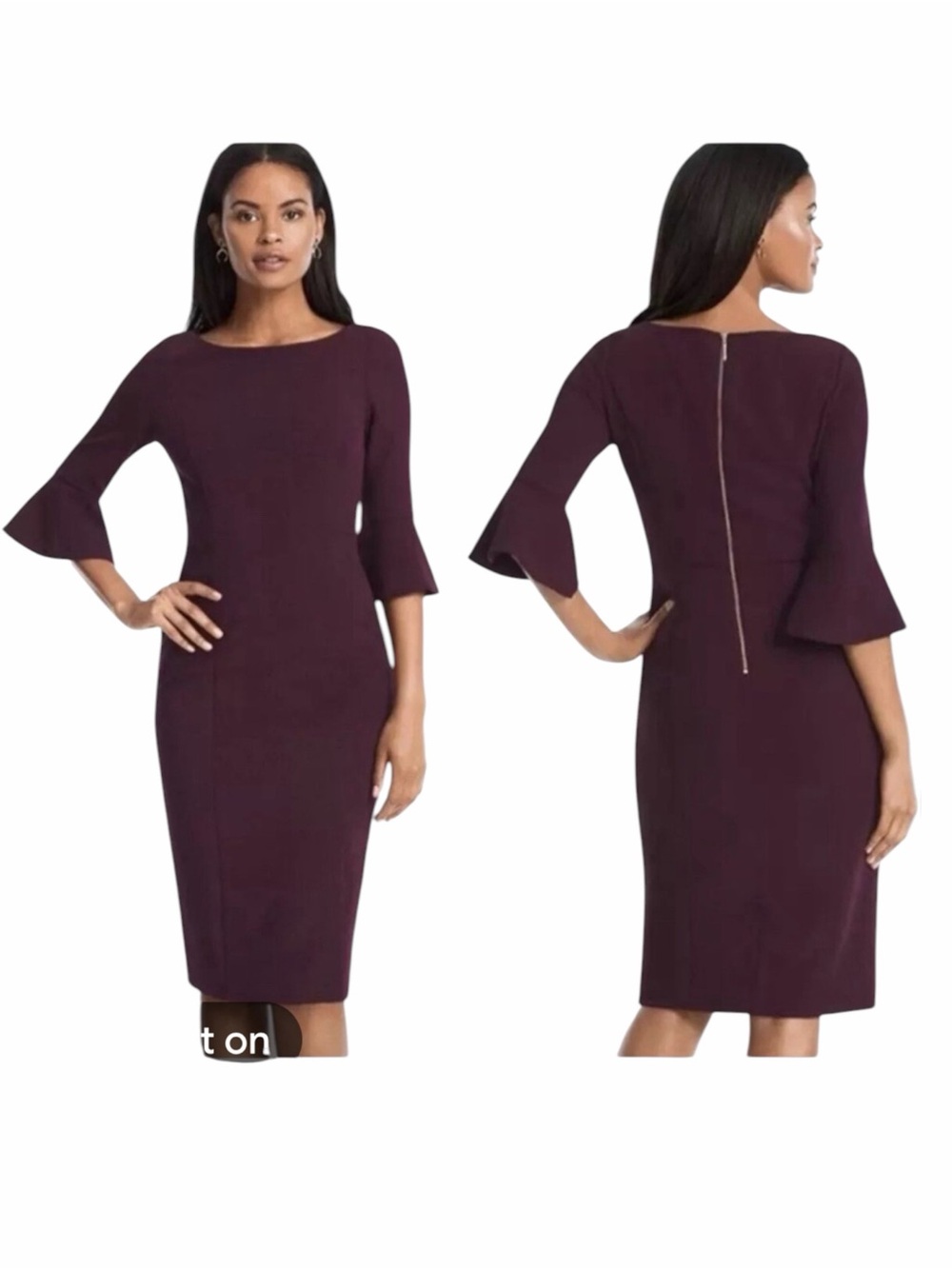 White House Black Market Plum Bell Sleeve Sheath Dress 2